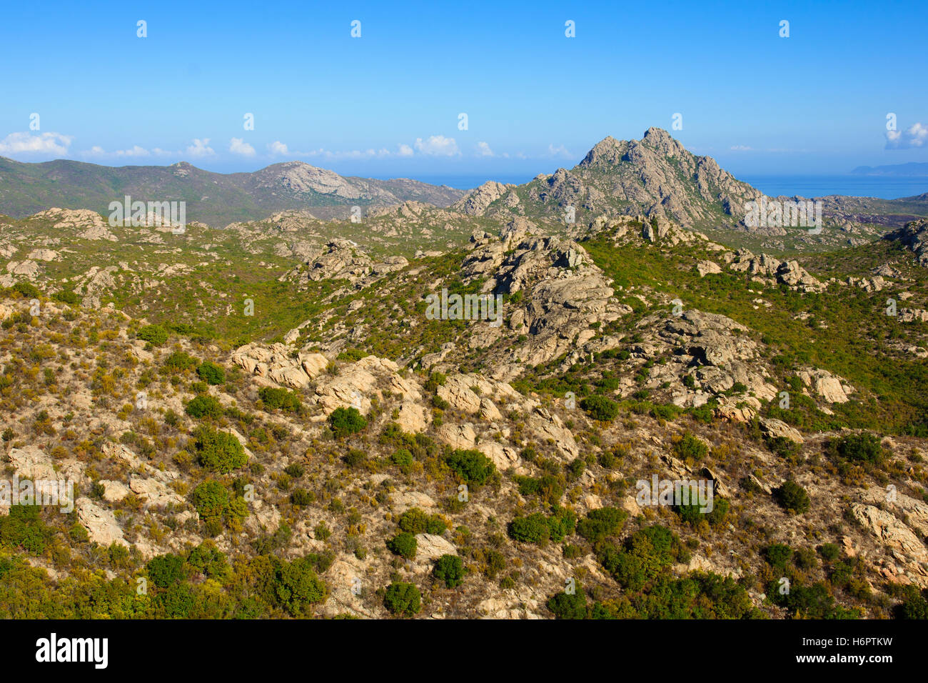 Korsische Landschaft im Bereich Nebbio, Korsika, Frankreich Stockfoto