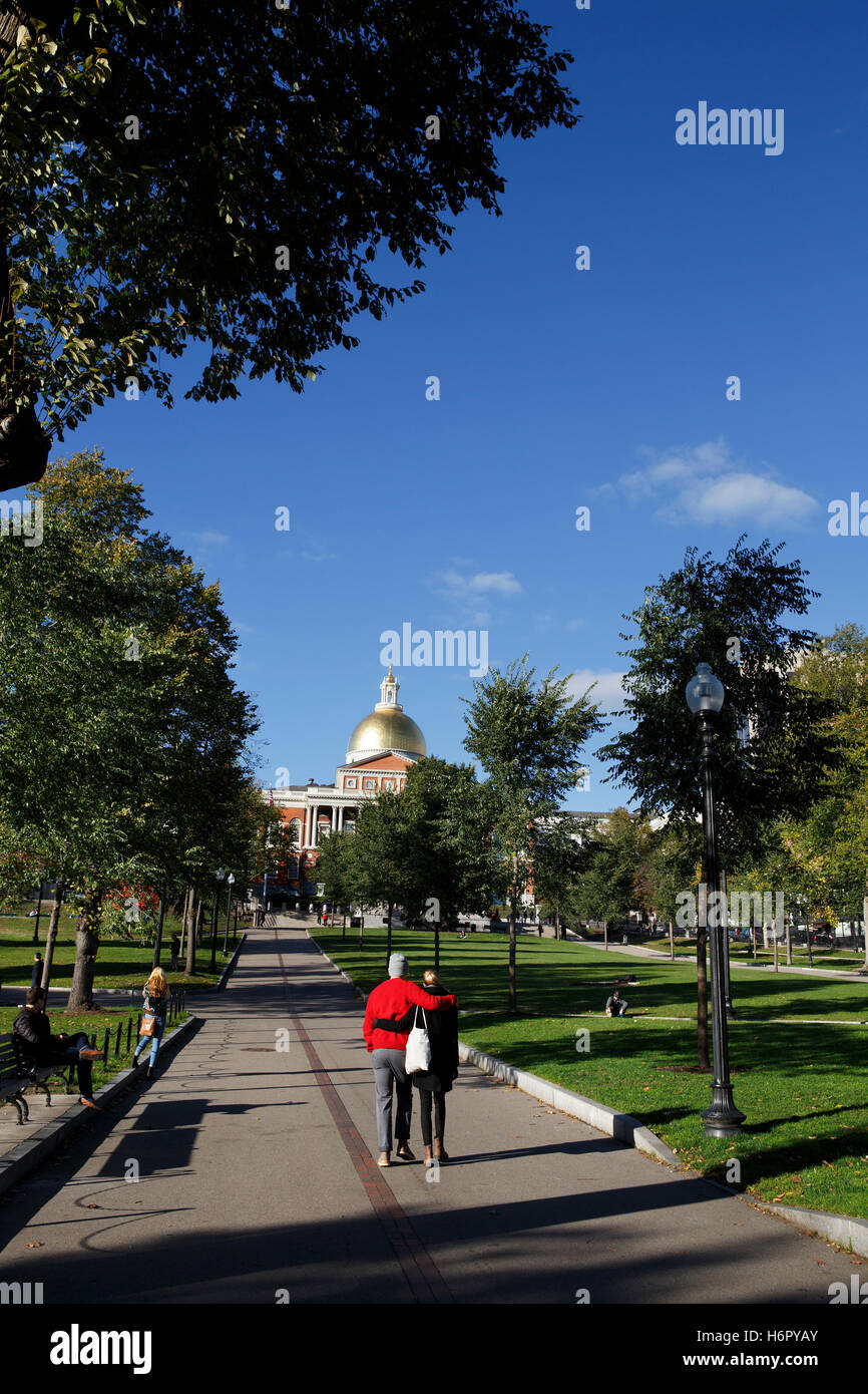 Boston Common und Statehouse, Boston, Massachusetts Stockfoto