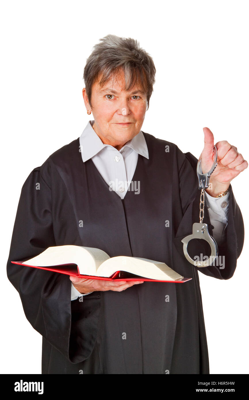 Rechtsanwalt mit Gesetzbuch Stockfoto