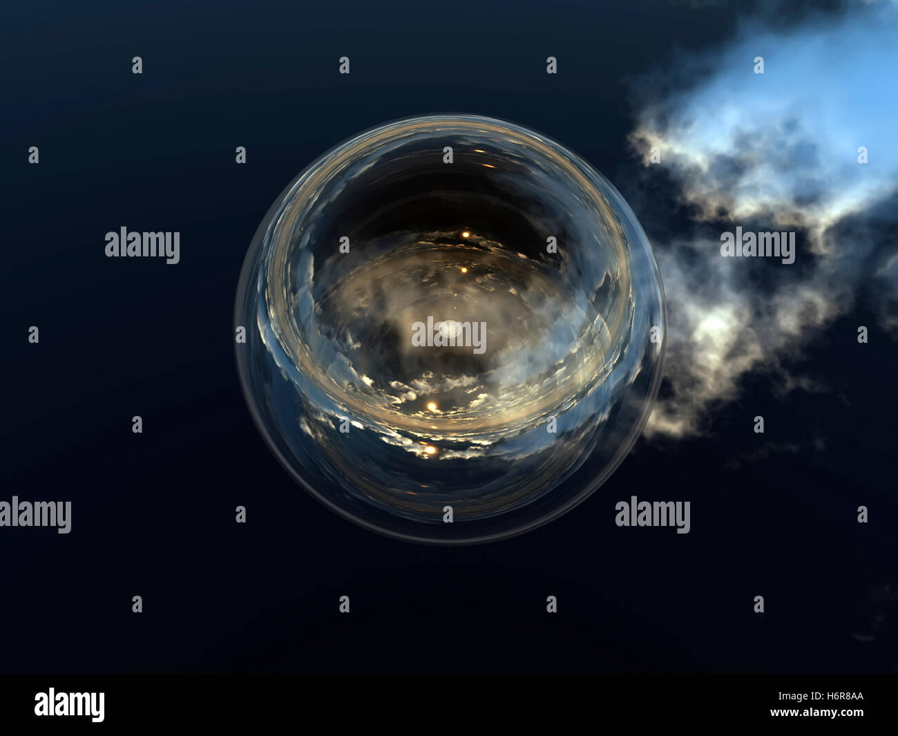 zukünftige Astrologie Wahrsagen Wahrsagen Hellsehen Grafik auffällig piktografischen durchsichtigen Kugel Blase Zukunft Stockfoto