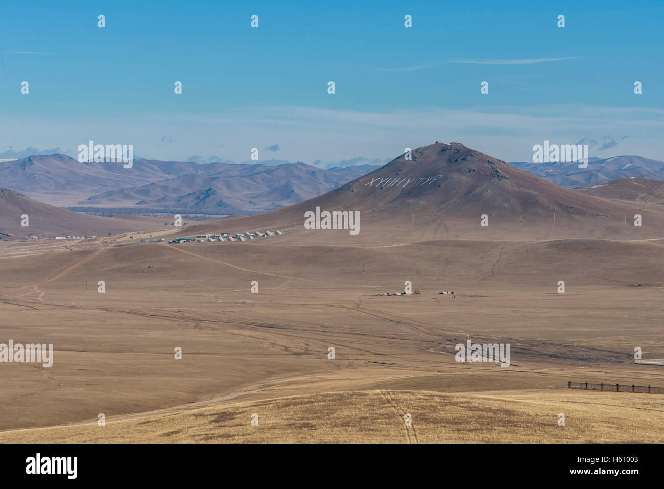 Mongolischen Steppe in der Nähe von Ulaanbaatar, Mongolei Stockfoto