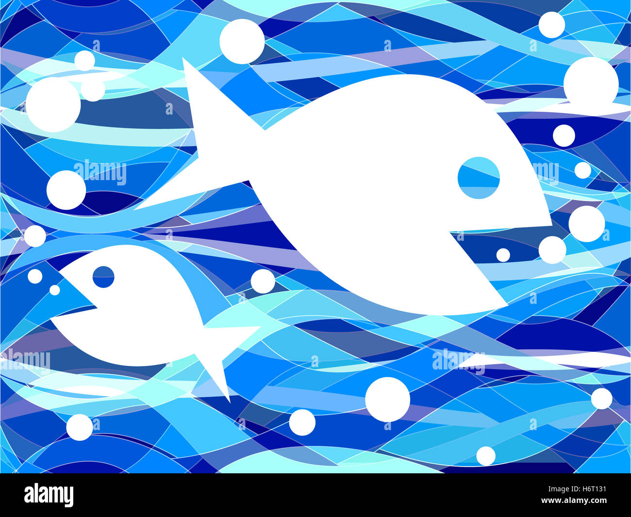 Abbildung blau Grafik Tier Fische Bläschen Abbildung Form beschäftigt Silhouette Tiefe Transparenz welligen Tapete Wellenmuster Stockfoto