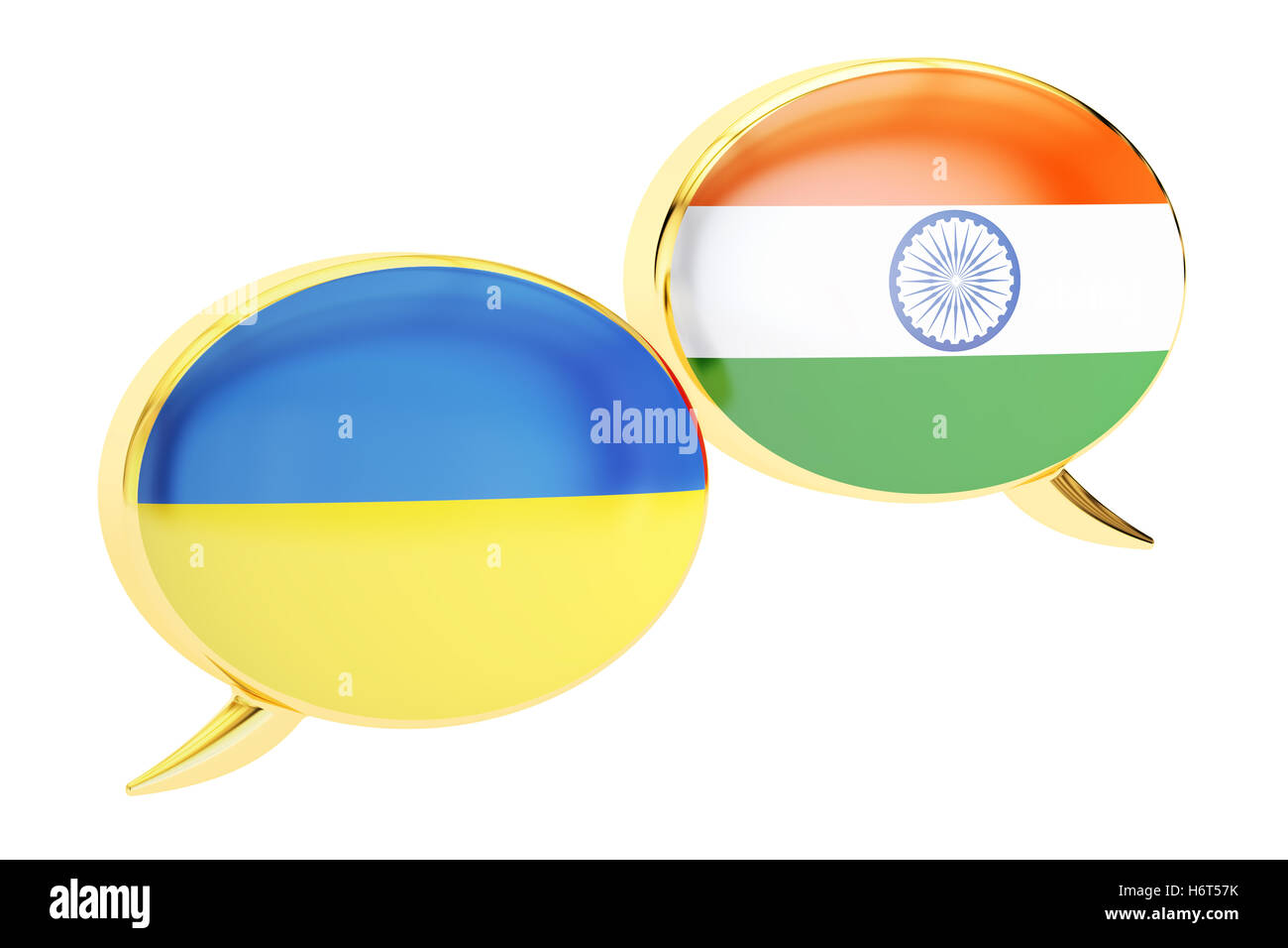 Sprechblasen, Indian-Ukrainisch Übersetzung Konzept. 3D-Rendering Stockfoto