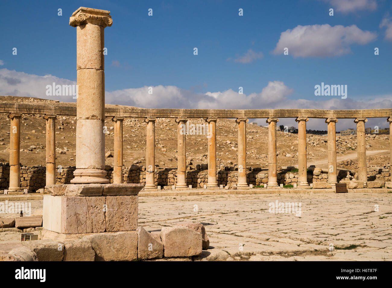 Säule, Jordan, Ruine, Panel, Firmament, Himmel, blau, Geschichte, Stein, antik, Stockfoto