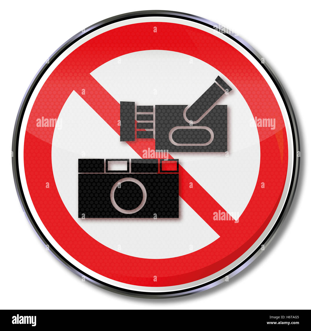 Zeichen Verbot Zeichen Kamera, Kamera und industriellen Spionage Stockfoto