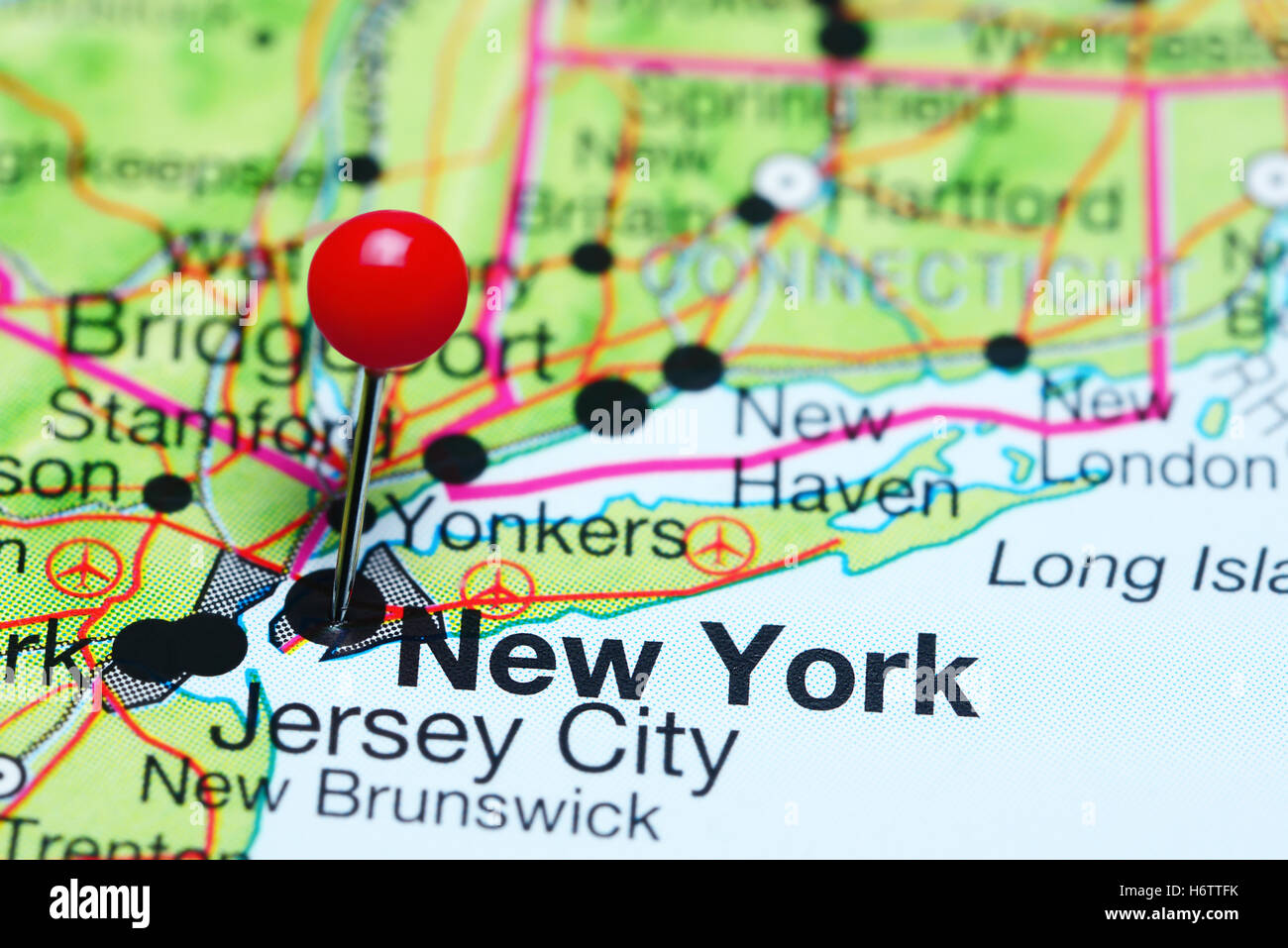New York auf einer Karte von USA merken Stockfoto, Bild: 124706615 - Alamy