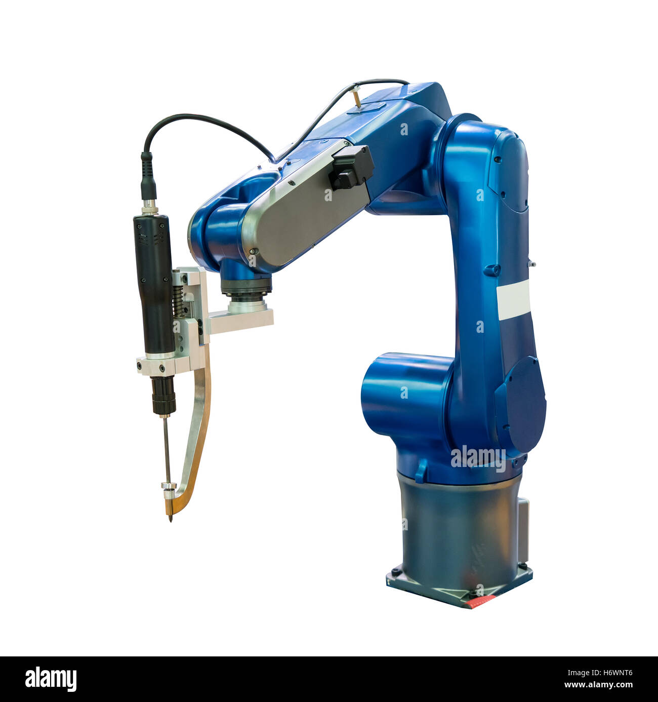 Roboterarm an Produktionslinie im Werk Stockfoto