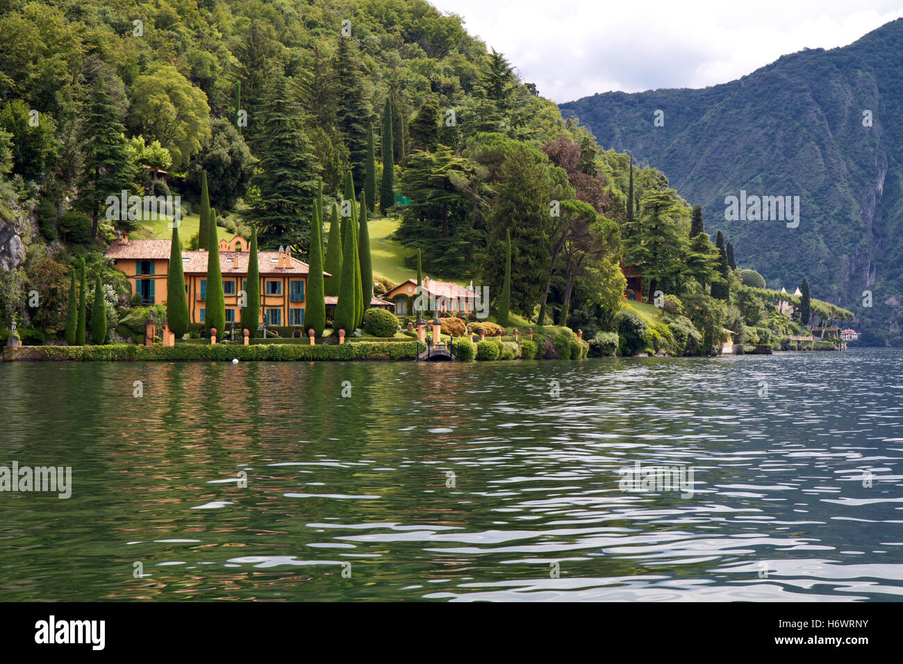 Park der Villa am Comer See, Italien Stockfoto