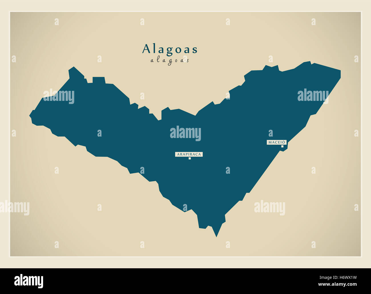 Moderne Karte - Alagoas BR Stockfoto