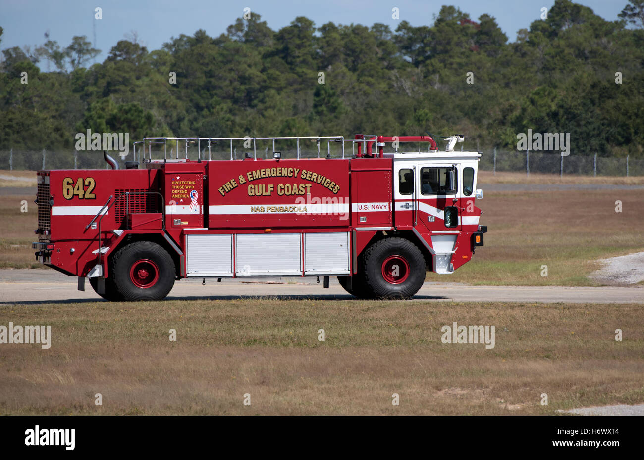 US Navy Feuerwehrauto an der Pensacola Naval Air Station Florida USA Stockfoto