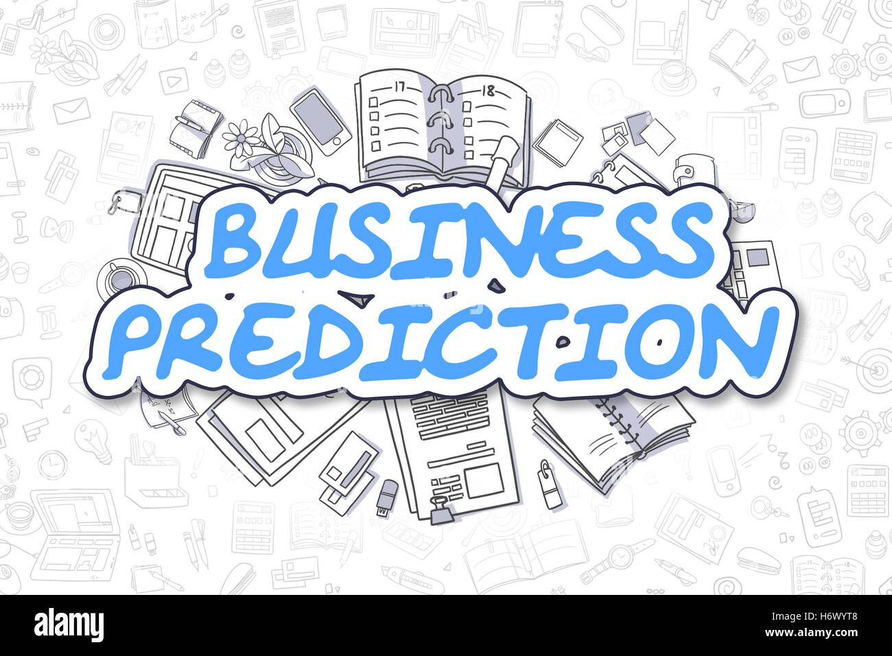 Geschäft Vorhersage - Cartoon blaue Wort. Business-Konzept. Stockfoto