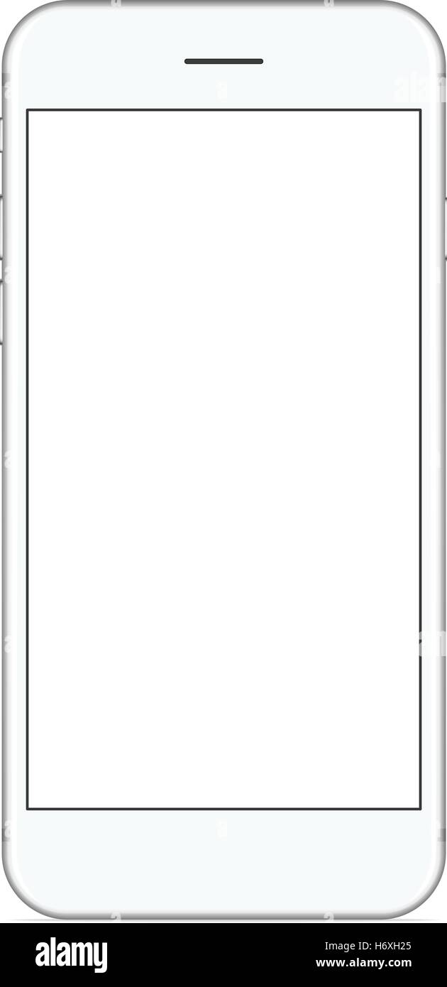 Vektor, Mock-up Telefon weiße Farbe Vorderansicht auf weißem Hintergrund Stock Vektor