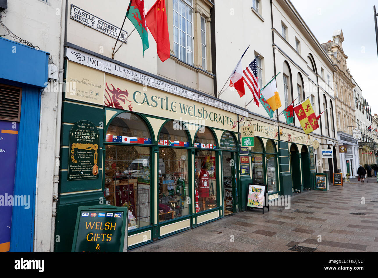 Schloss walisische Handwerk Geschenkeladen auf Burg Straße Cardiff Wales Großbritannien Stockfoto