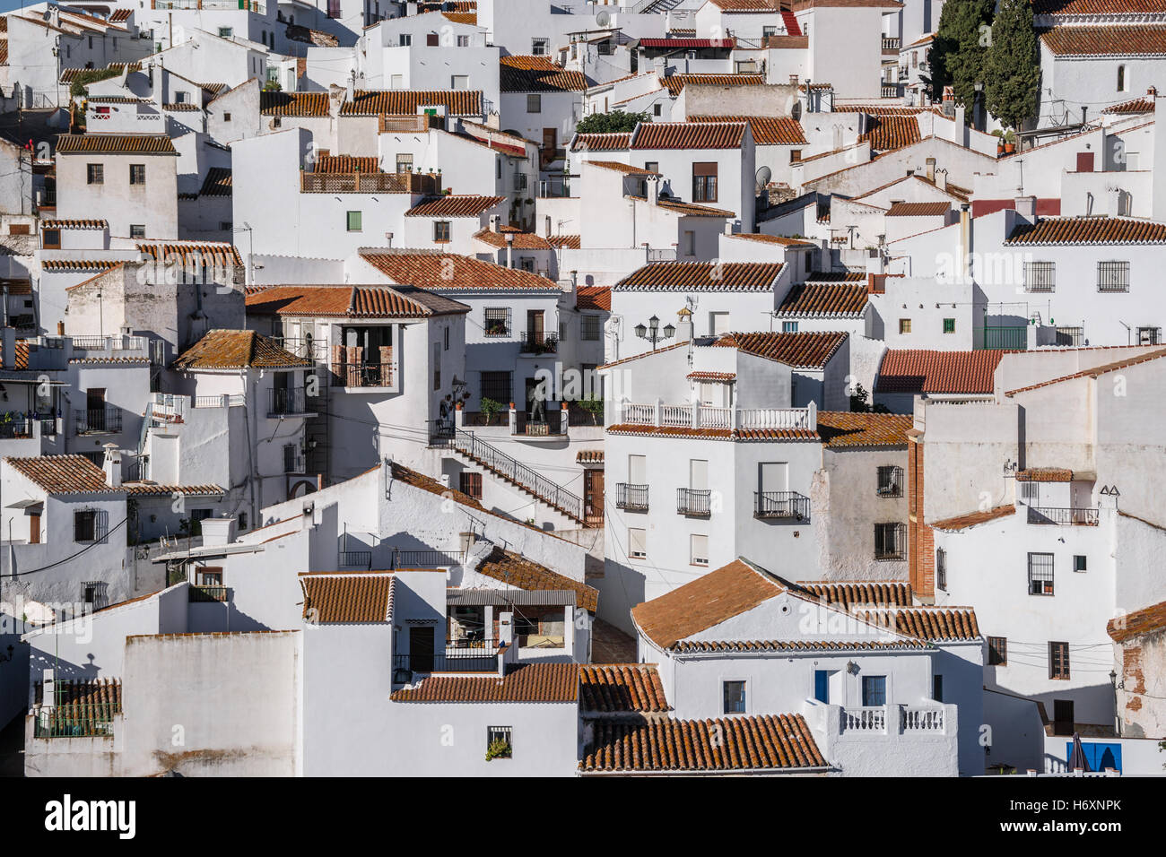 Comares, einem kleinen Ort in der Comarca der Axarquía, Provincia von Málaga, Andalusien, Spanien Stockfoto
