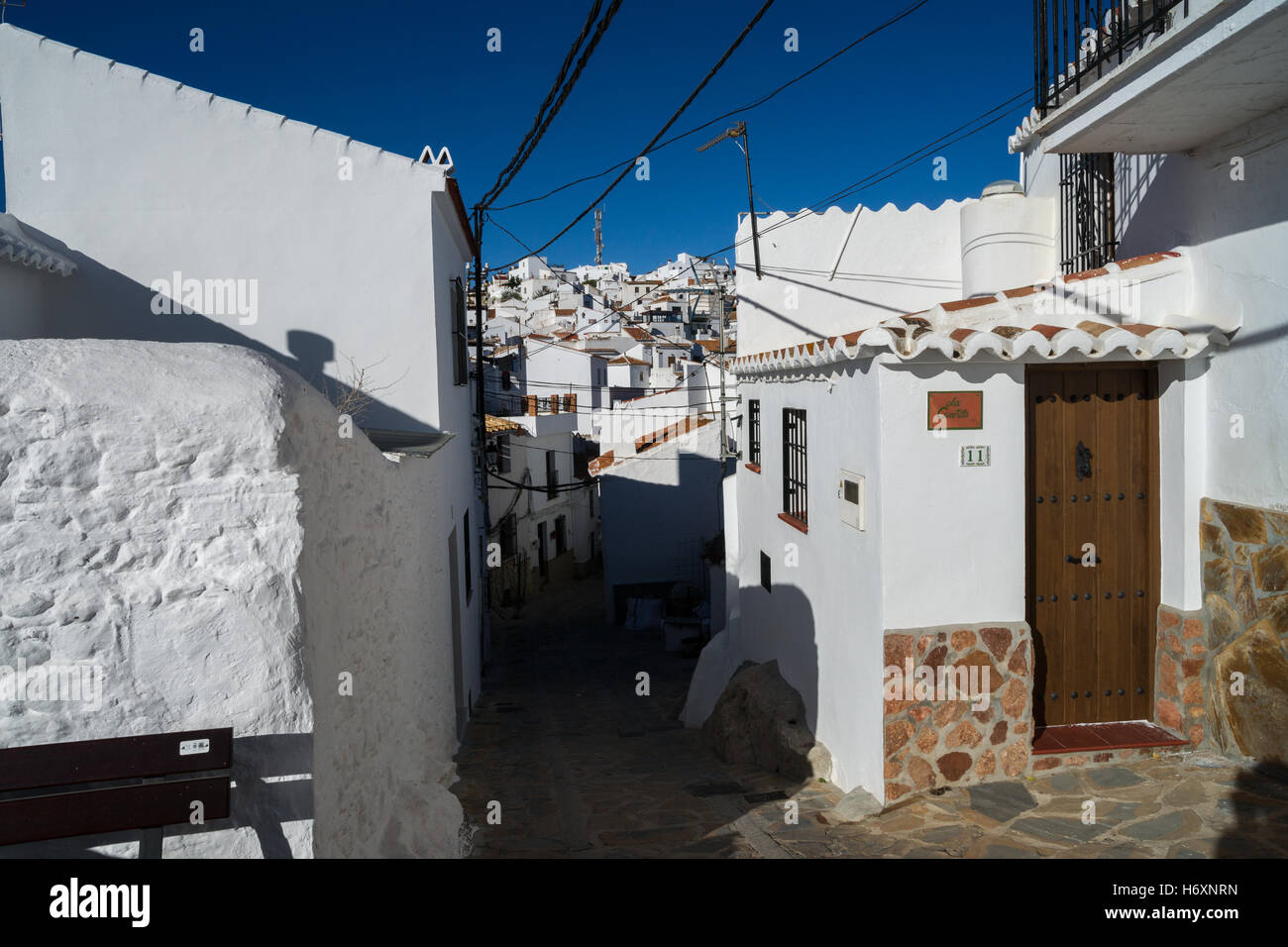 Comares, einem kleinen Ort in der Comarca der Axarquía, Provincia von Málaga, Andalusien, Spanien Stockfoto