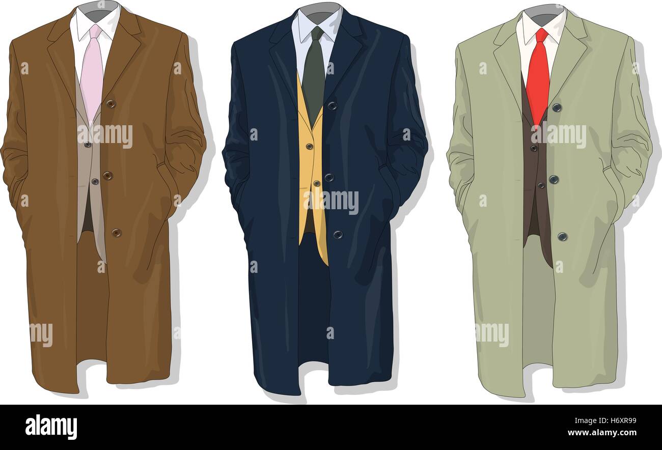 Männliche Mantel Set. Vektor-Illustration. Stock Vektor