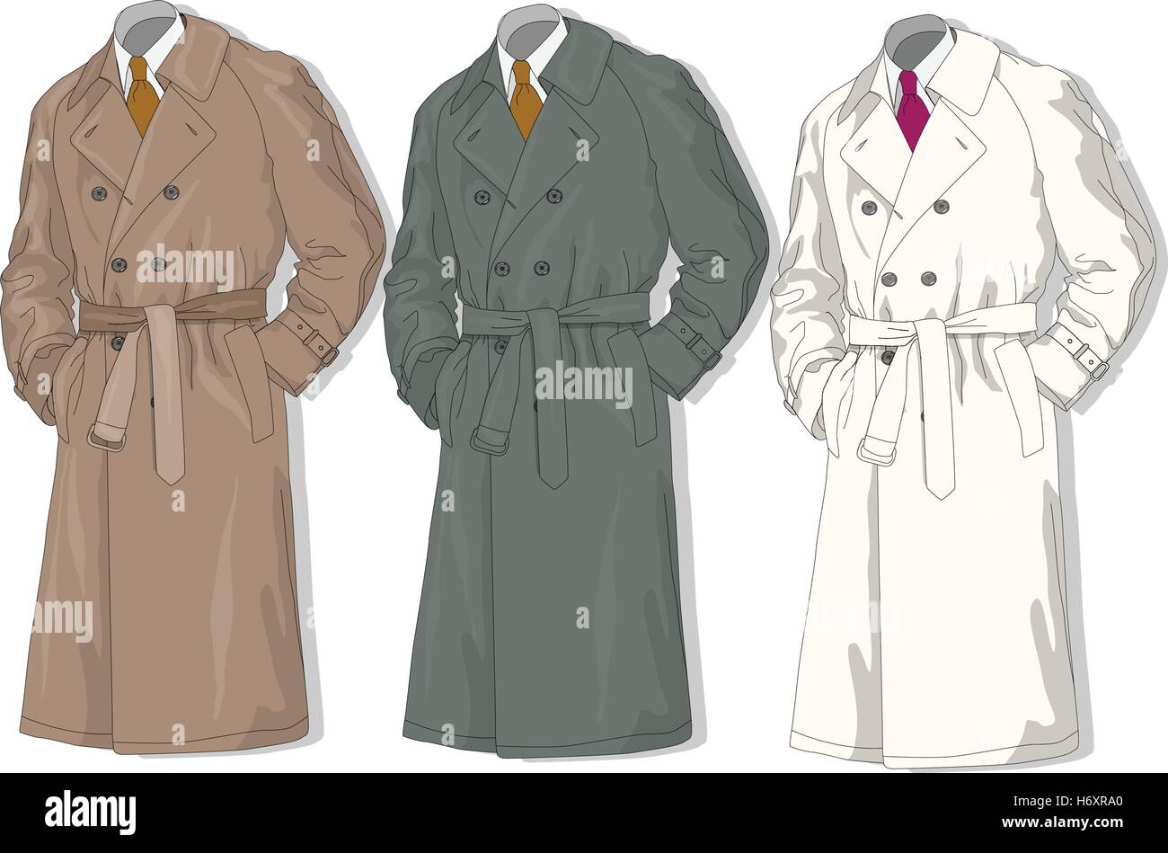 Männliche Mantel Set. Vektor-Illustration. Stock Vektor