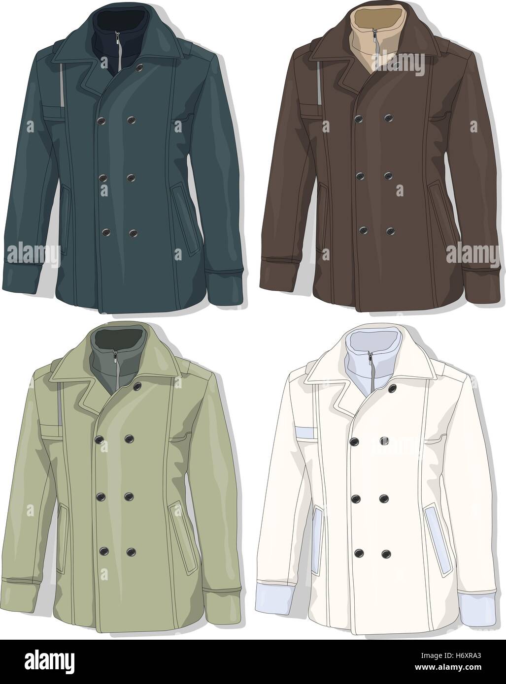 Männliche Mantel Set. Vektor-Illustration. Stock Vektor