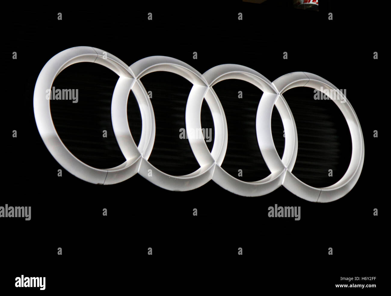 Das Logo der Marke "Audi", Berlin. Stockfoto