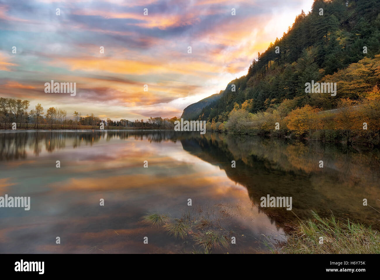 Herbst am Morgen bei Benson State Recreation Area Stockfoto