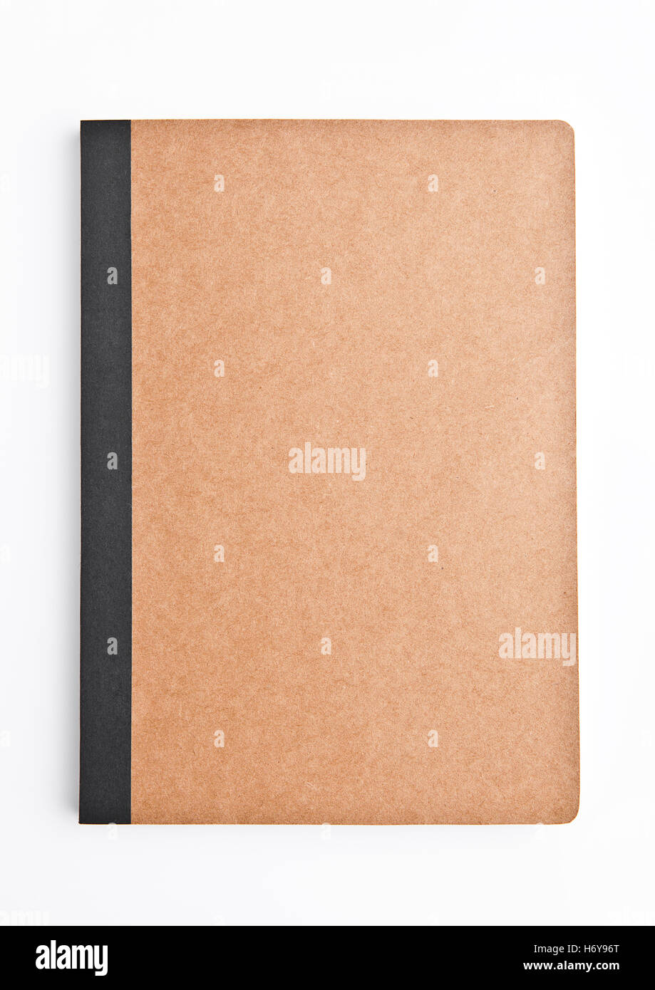 Braune Notizbuch leer und leer auf weißem Hintergrund Stockfoto