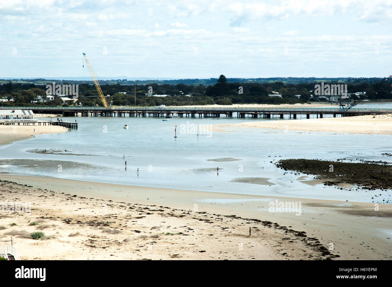 Rekonstruktion der Barwon Heads Brücke über Barwon River Bluff. Barwon Heads. Victoria. Australien Stockfoto