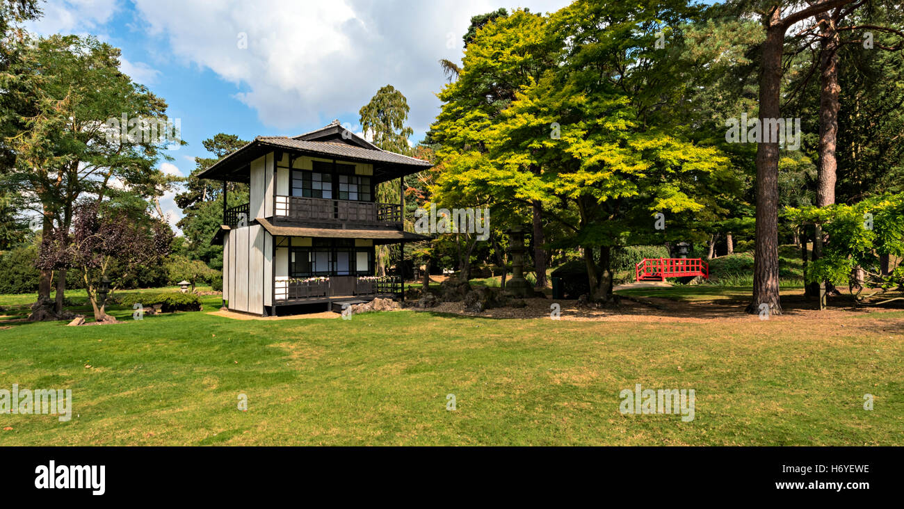 Japanisches Haus mit Garten, Fanhams Hall, Ware Stockfoto