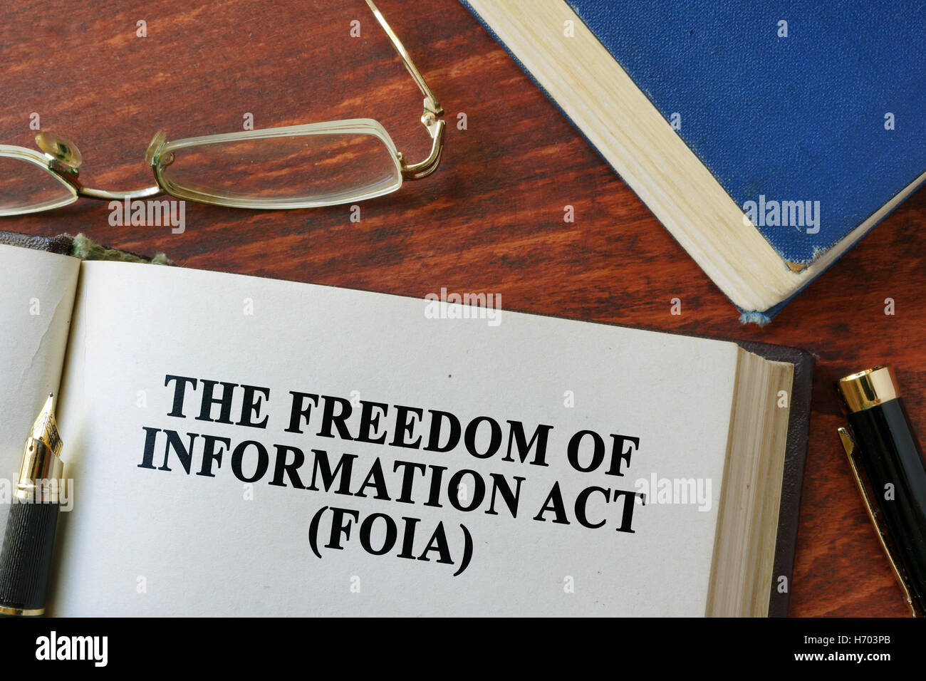 Der Freedom of Information Act (FOIA) auf einer Seite geschrieben. Stockfoto
