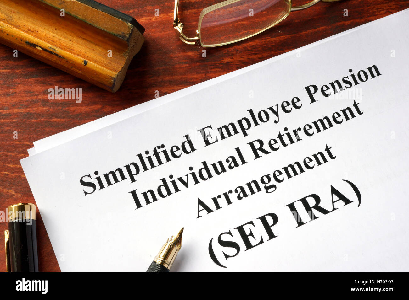 Vereinfachte Mitarbeiter Pension individuelle Altersvorsorge (SEP IRA) Stockfoto