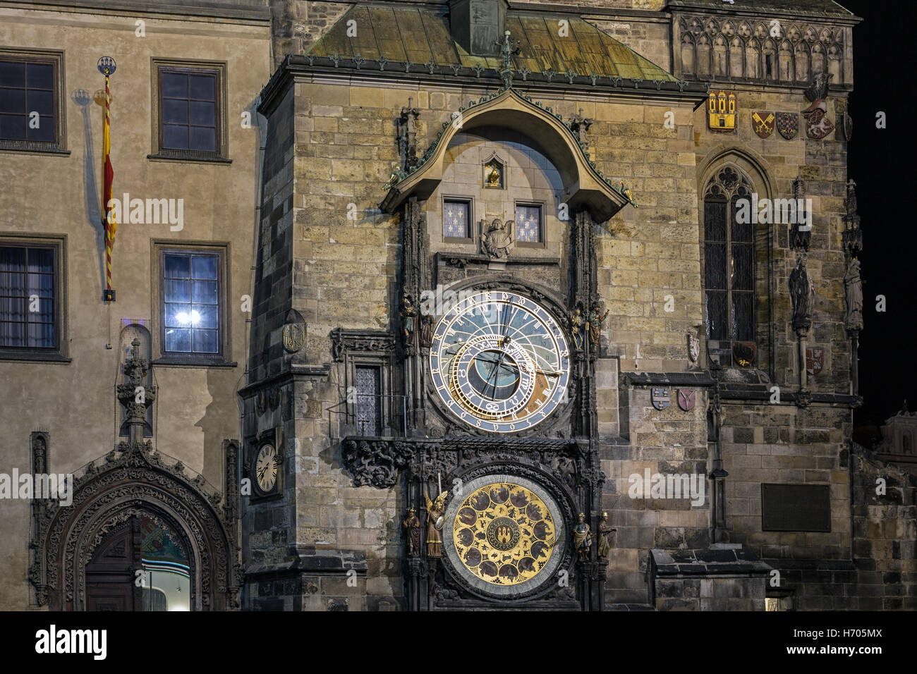 Die mittelalterliche astronomische Uhr am Altstädter Ring in Prag Stockfoto
