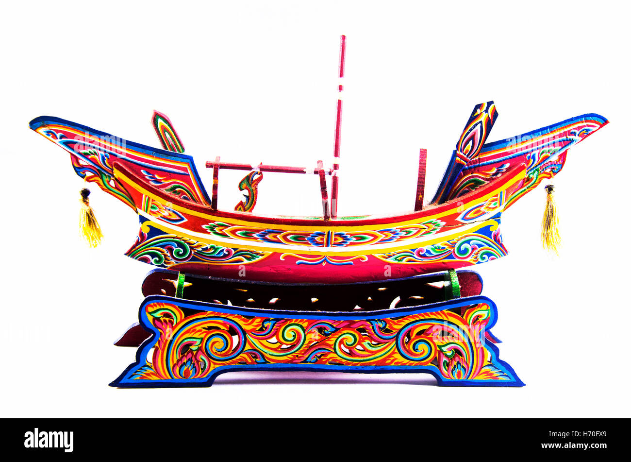 Boot heißt Schnitzen Figur thai-Stil Koleh oder Golek oder Kolek Boote Kunst des Südens in thailand Stockfoto