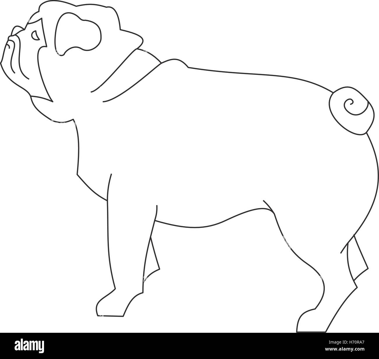 Mops Hund Linie. Niedlichen Hund und Haustier. Vektor-illustration Stock Vektor