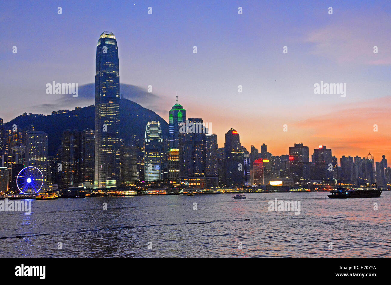 Skyline von Hong Kong Island China Stockfoto