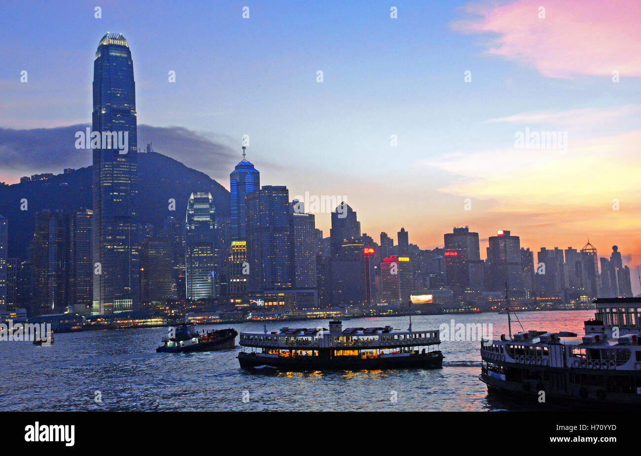 Skyline von Hong Kong Island China Stockfoto