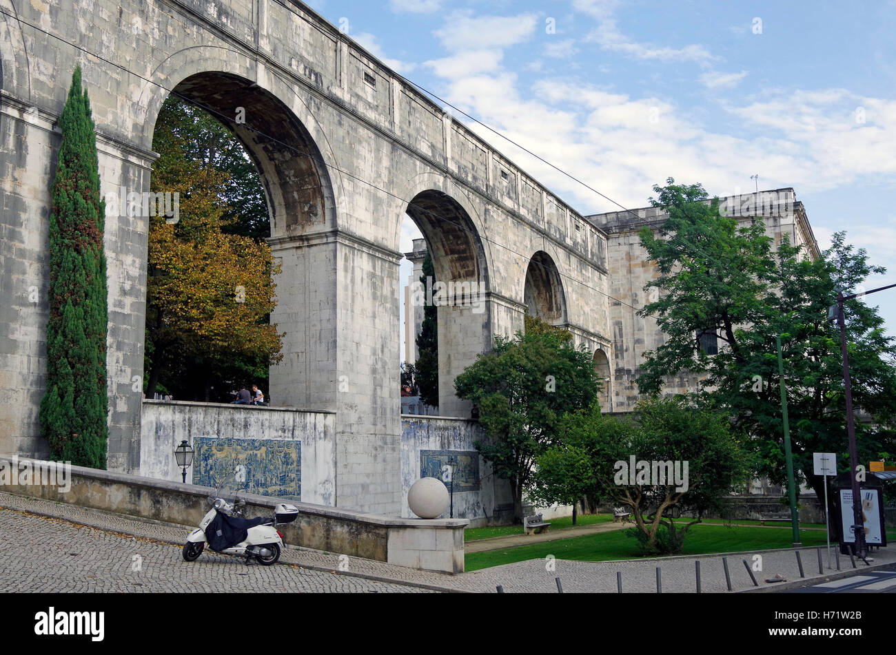 Lissabon, Aguas Livres, Aquädukt reines Trinkwasser Stockfoto