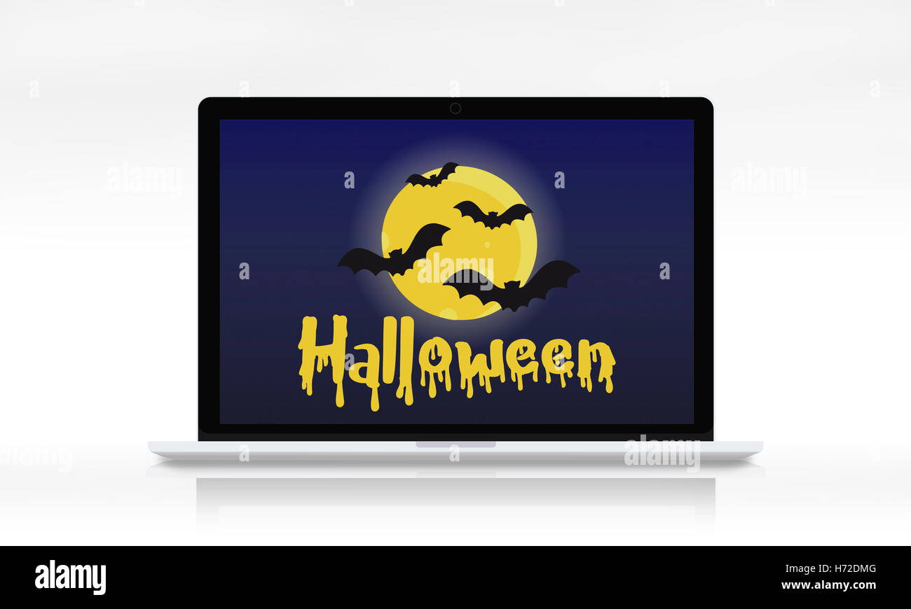 Halloween Fledermaus Kürbis Laterne beängstigend Grafikkonzept Stockfoto