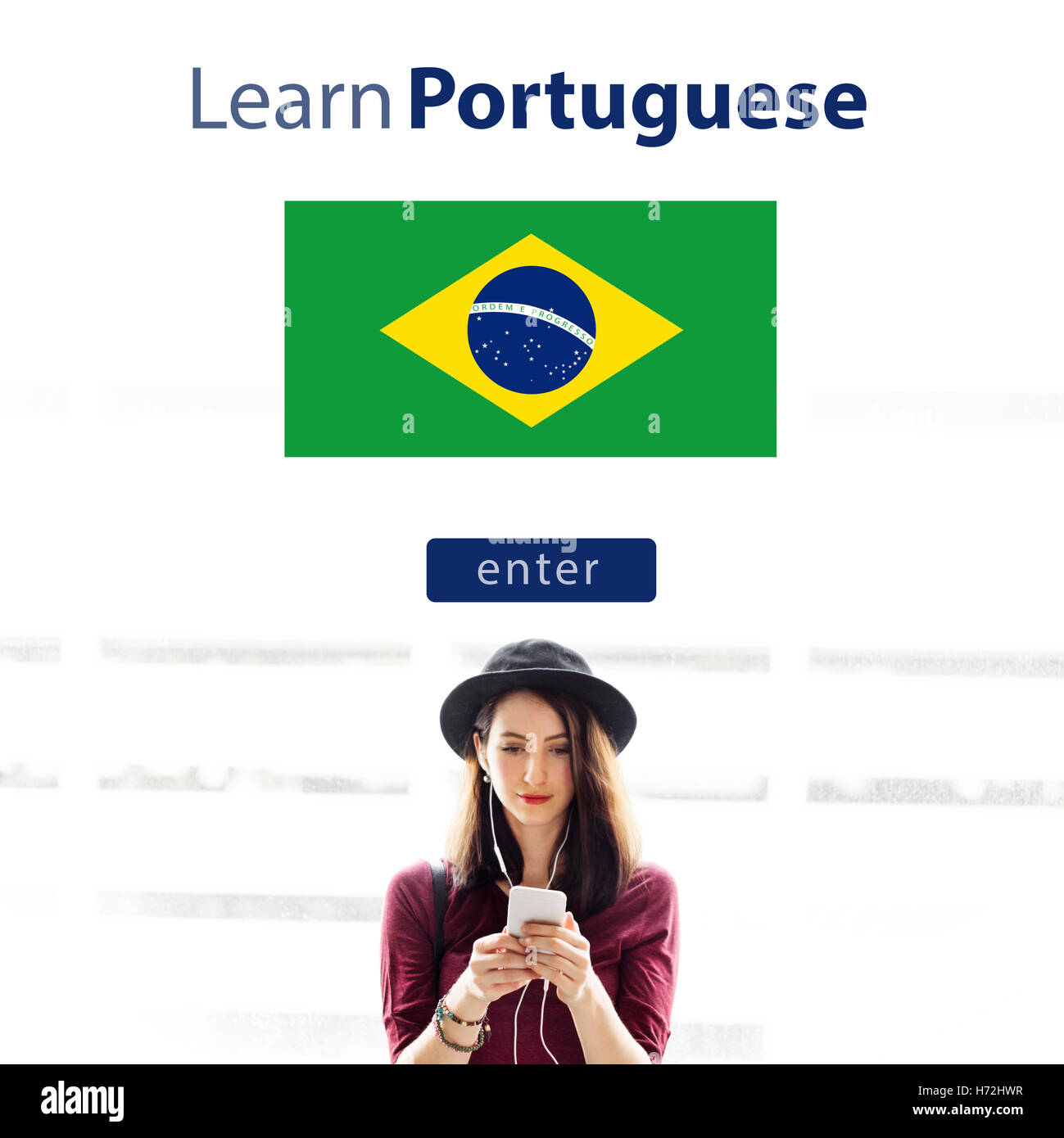 Lernen Sie Portugiesisch Online-Bildungskonzept Stockfoto