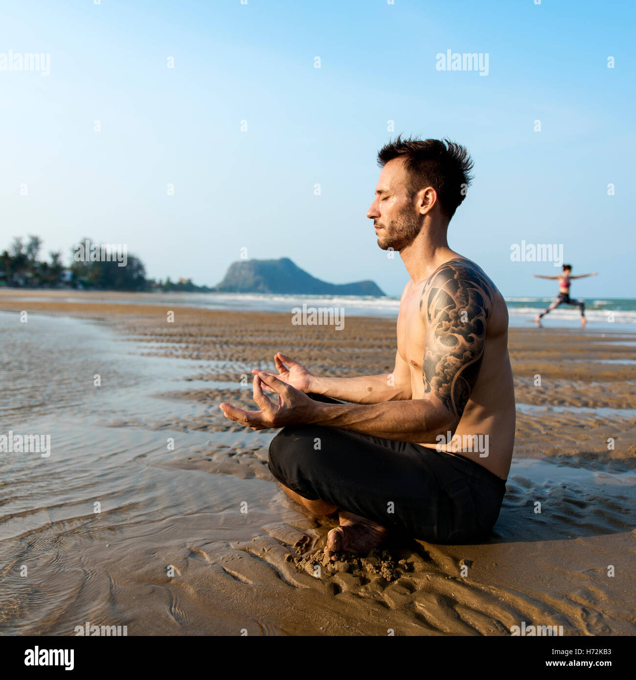Yoga-Meditation-Konzentration-friedliche Ruhe und Entspannung-Konzept Stockfoto