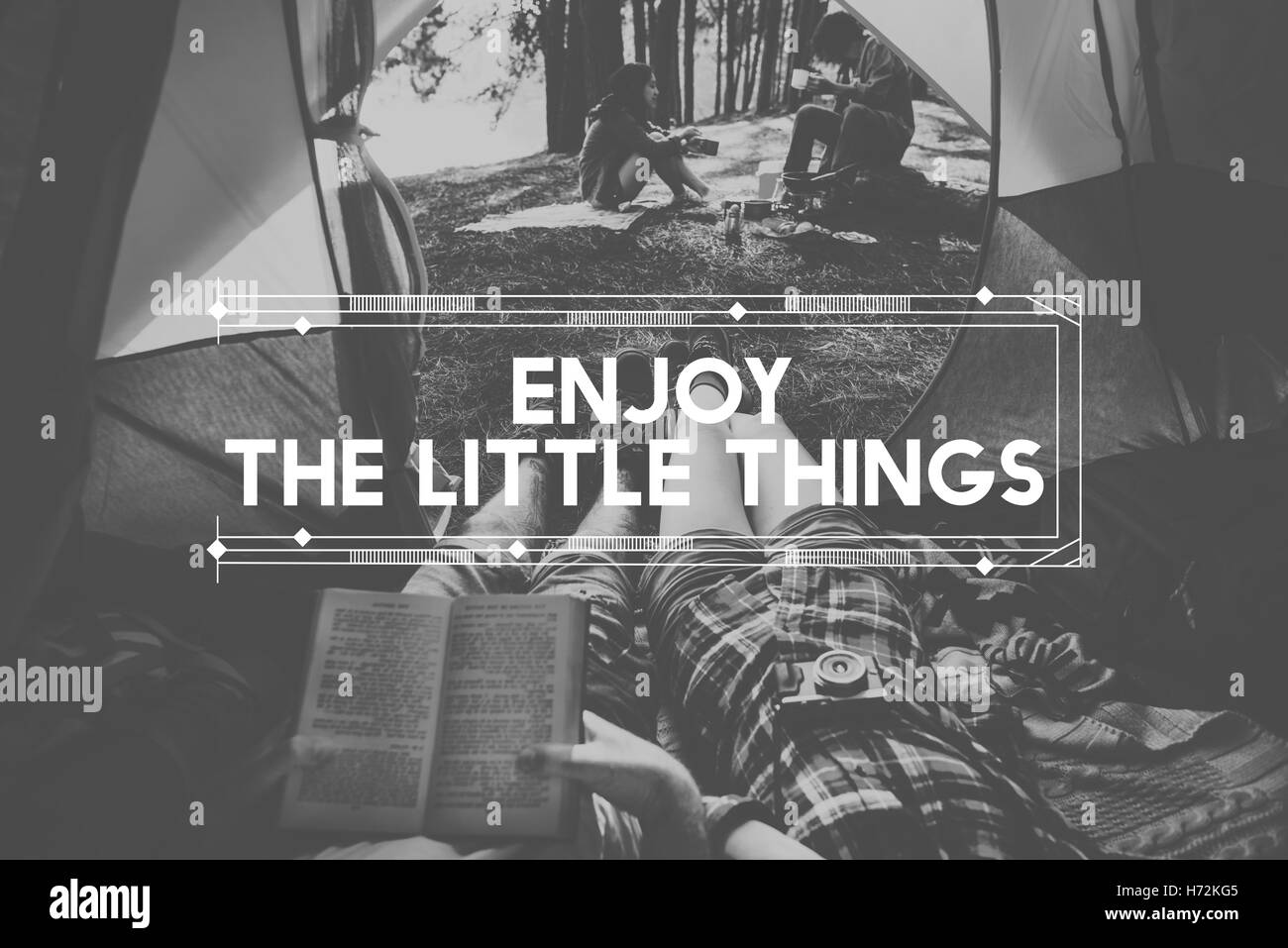 Wildnis Abenteuer Reise Camping Lifestyle-Konzept Stockfoto