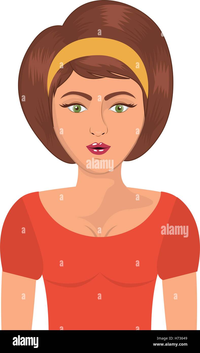 halben Körper Frau mit Stirnband und kurze braune Haare-Vektor-illustration  Stock-Vektorgrafik - Alamy