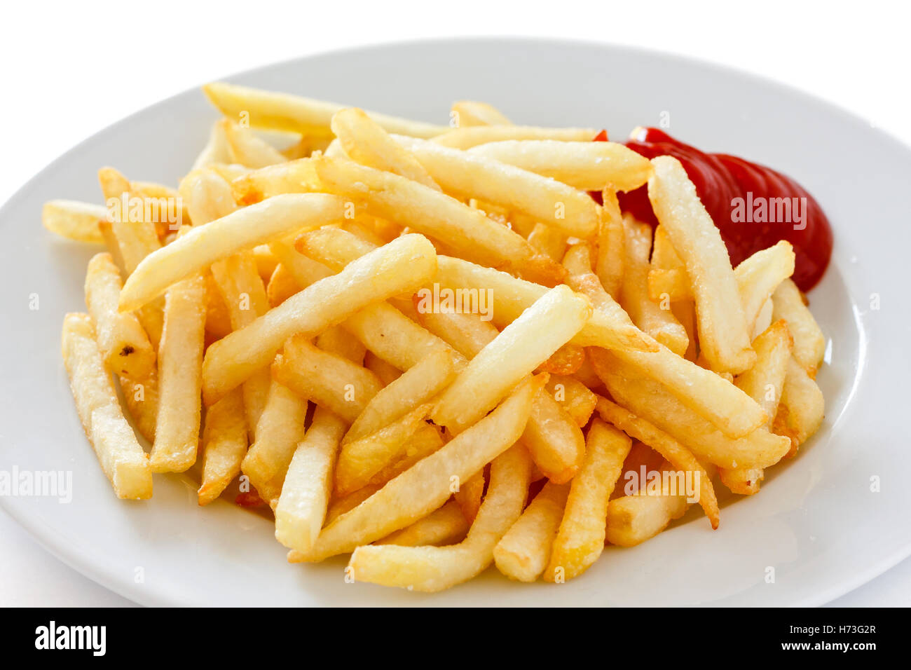 Knusprige Pommes Frites mit Ketchup bereit, Essen Stockfoto