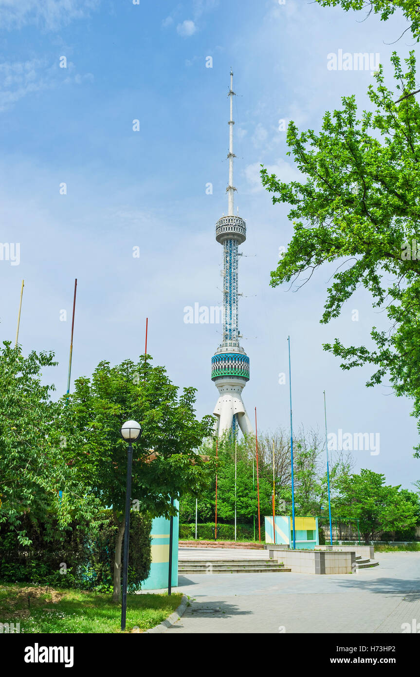 Die TV Turm von Taschkent dient auch als Museum und Aussichtspunkt mit Restaurant in der obersten, Usbekistan. Stockfoto