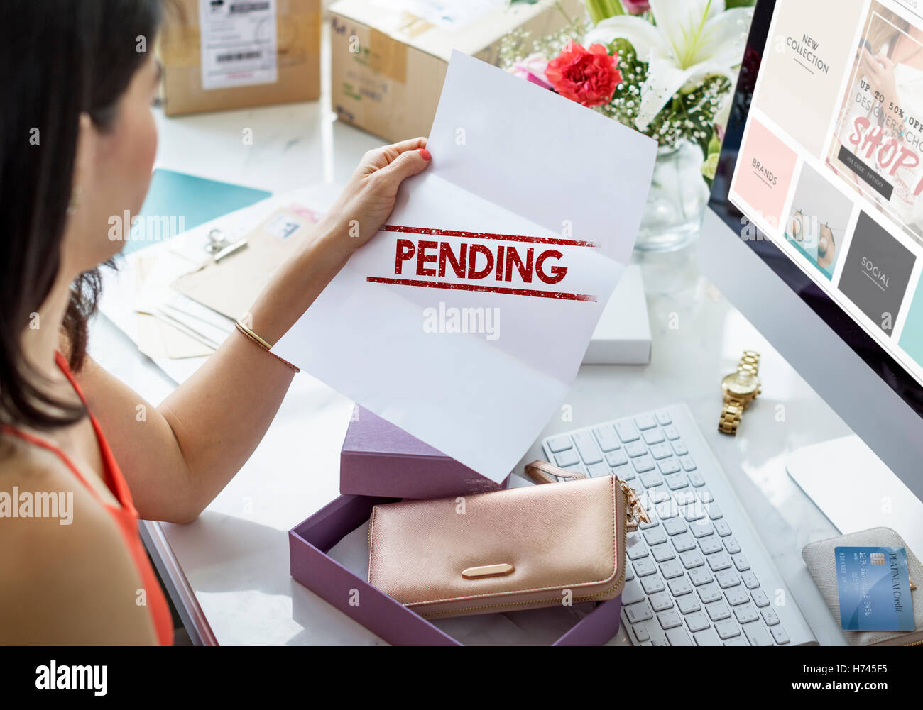 Ausstehende importierten Kauf-Business-Konzept Stockfoto