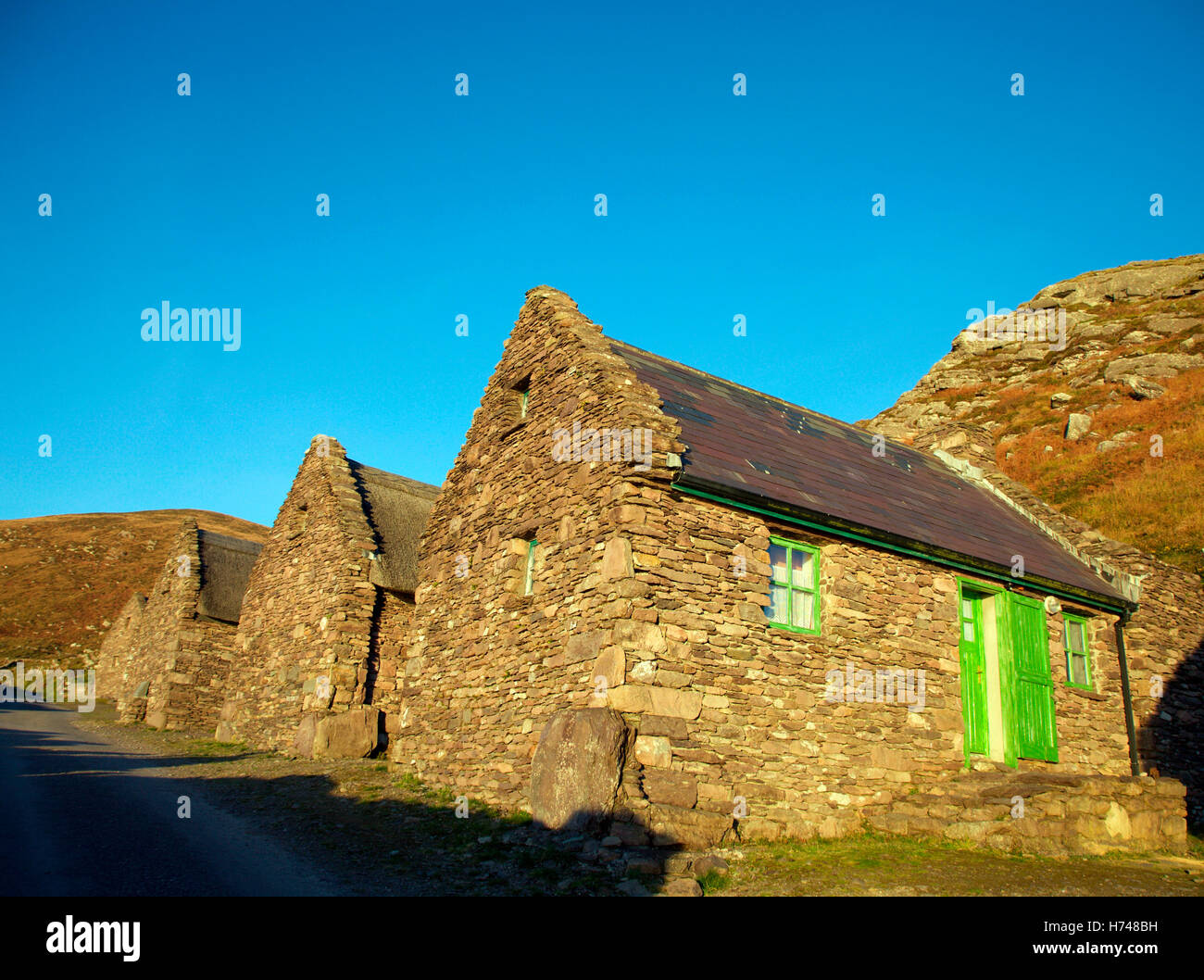 Vor Hungersnot Dorf in Co. Kerry, jetzt der Cill Rialaig Künstler Rückzug wiederhergestellt Stockfoto