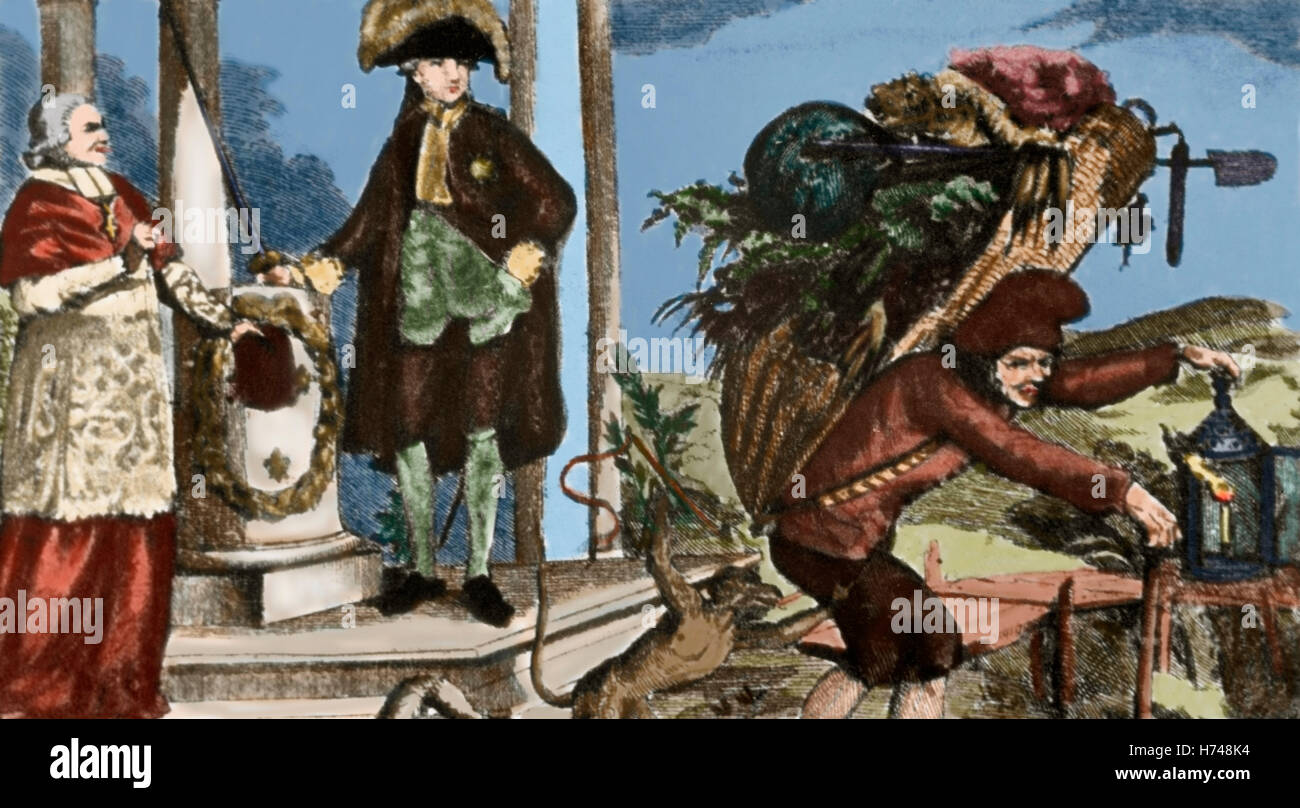 Französische Revolution (1789-1799). Das wird nicht ewig dauern. Satirische Gravur wo ironischerweise auf die Situation des ersten und dritten Staaten. 18. Jahrhundert. Farbige. Stockfoto