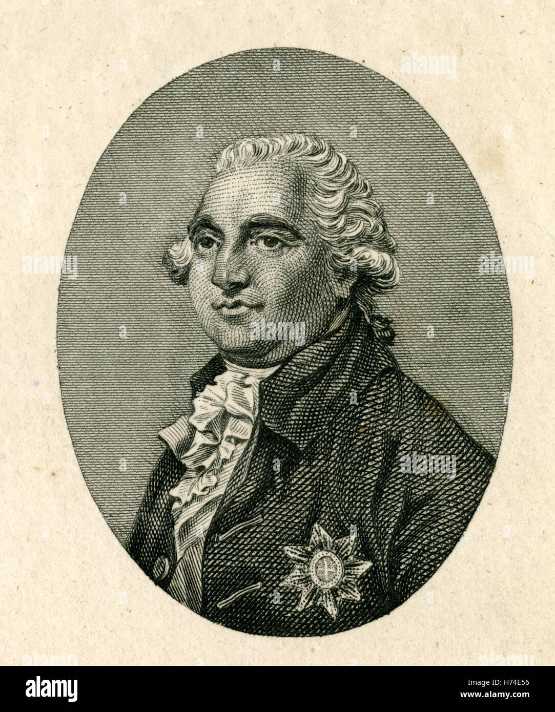 Antike 1791 Gravur, The Earl of Shelburn. William Petty, 1. Marquess of Lansdowne, KG, PC (1737-1805), auch bekannt als The Earl of Shelburne. Als der britische Premierminister im Jahre 1782 / 83 in den letzten Monaten des amerikanischen Unabhängigkeitskrieges, gelang ihm in Frieden mit Amerika zu sichern und dieses Kunststück bleibt seiner bemerkenswertesten Vermächtnis. QUELLE: ORIGINAL GRAVUR. Stockfoto