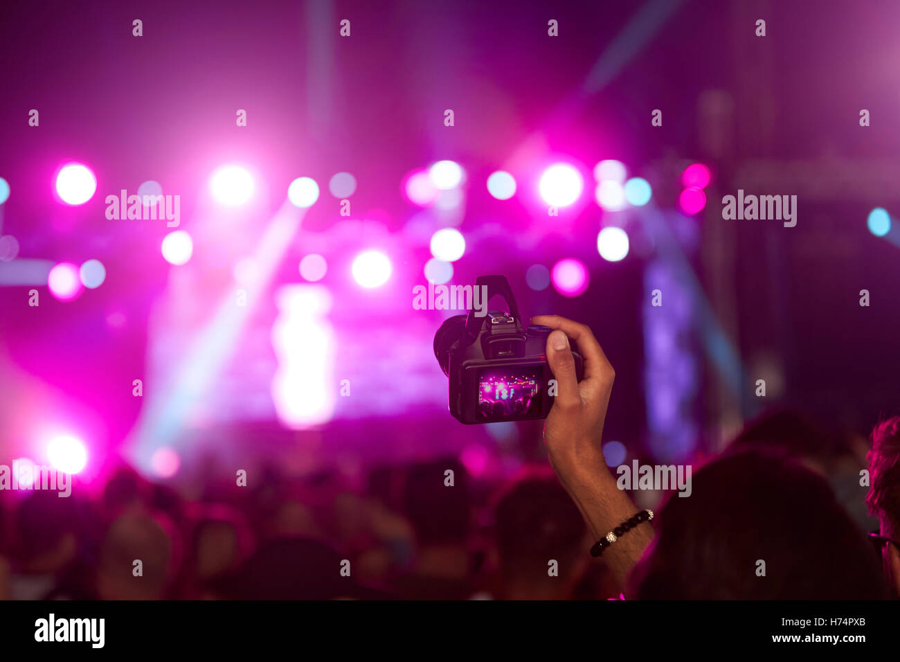 Ventilator, Foto vor der Kamera beim Musikfestival Stockfoto