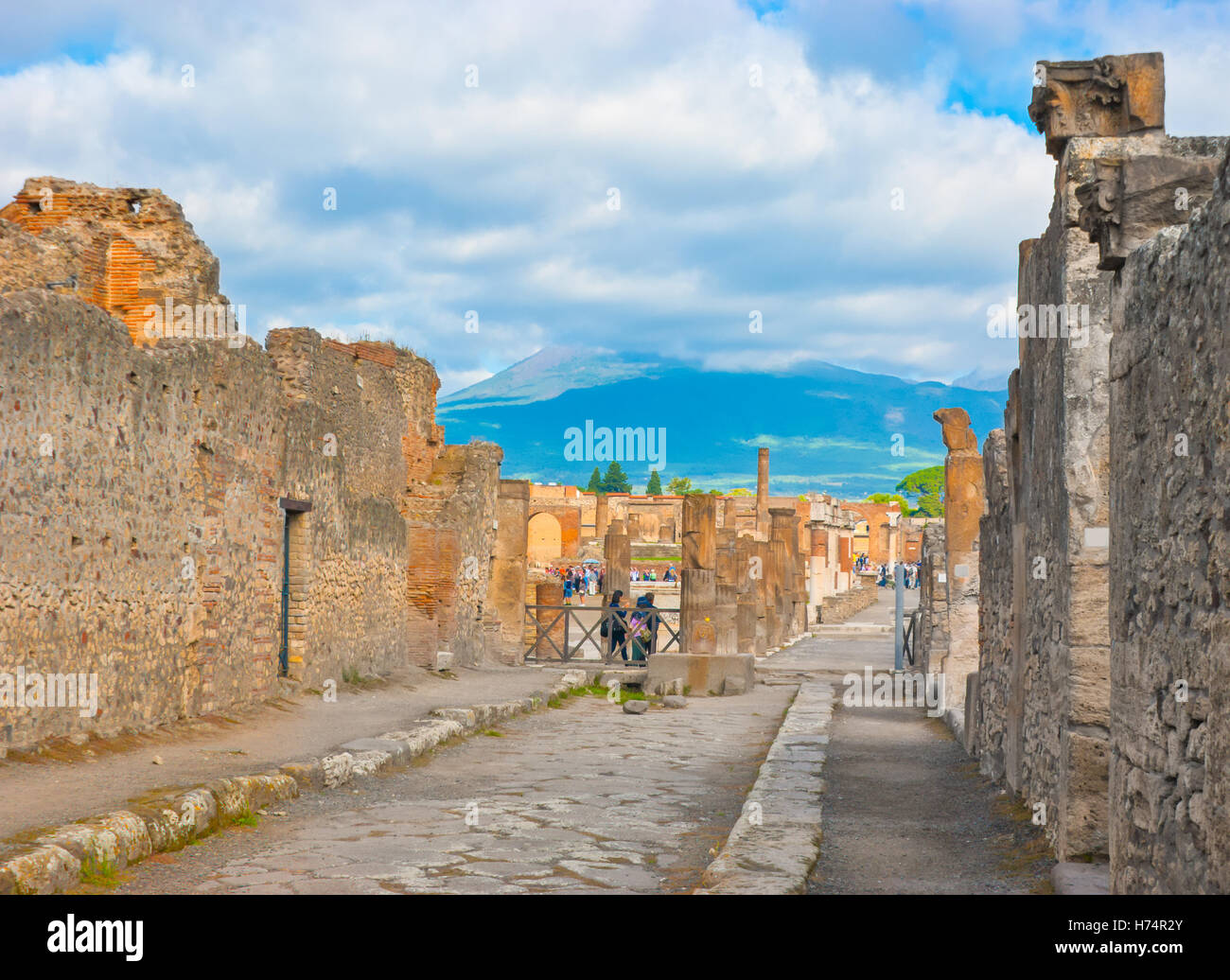 die Ruinen der Stadt Pompeji waren sehr gut wegen vulkanische Ereignis im Jahr 79 n. Chr. erhalten. Italien Stockfoto