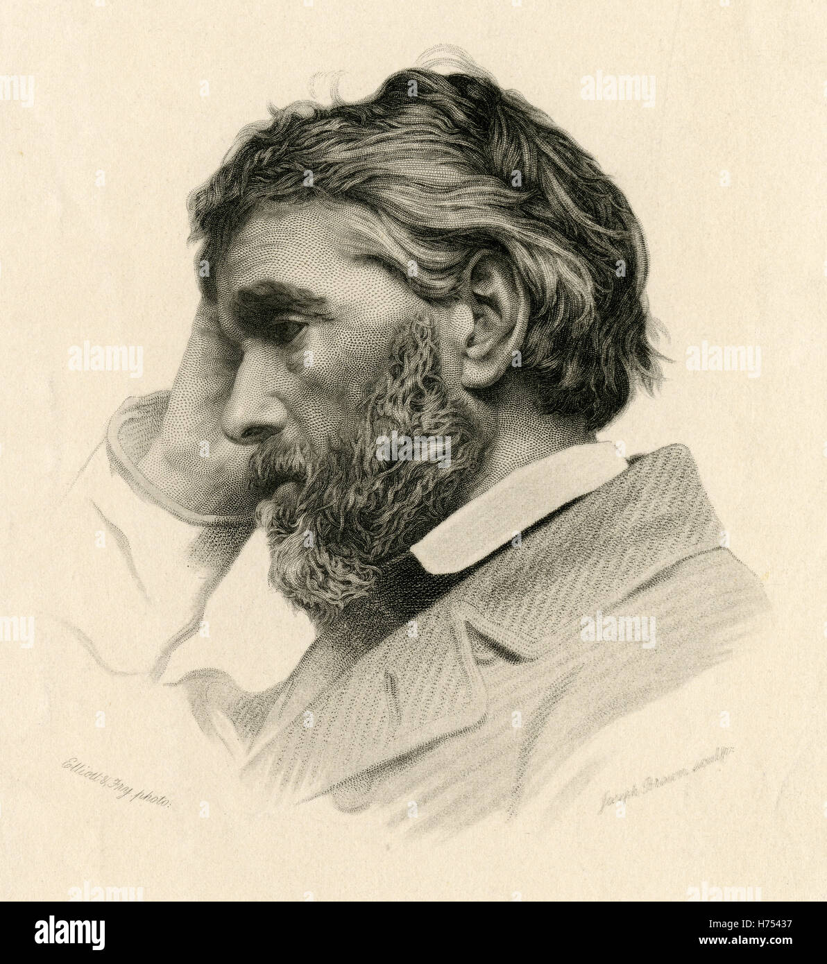 Antike c1865 Stahlstich von Thomas Carlyle. Thomas Carlyle (1795-1881) war ein schottischer Philosoph, satirische Schriftsteller, Essayist, Historiker und Lehrer. Gilt als eines der wichtigsten sozialen Kommentatoren seiner Zeit, stellte er viele Vorträge zu seinen Lebzeiten mit bestimmten Beifall in der viktorianischen Ära. QUELLE: ORIGINAL STAHLSTICH. Stockfoto