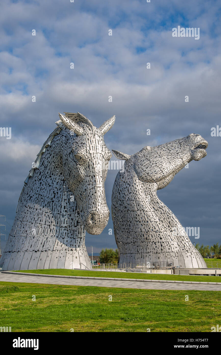 Die Kelpies in Morgensonne Stockfoto